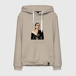 Толстовка-худи хлопковая мужская Билли Айлиш в черном костюме, цвет: миндальный