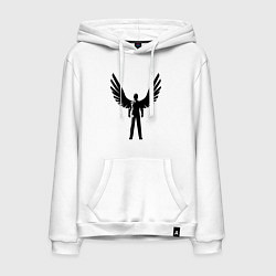 Толстовка-худи хлопковая мужская Крылатый строитель, цвет: белый