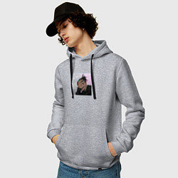 Толстовка-худи хлопковая мужская Тентасьон эмо реп, цвет: меланж — фото 2