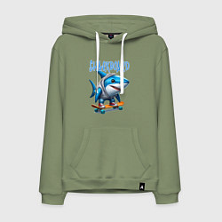 Мужская толстовка-худи Акула крутой скейтбордист - нейроарт фантазия