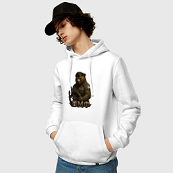 Толстовка-худи хлопковая мужская ВМФ медведь за штурвалом, цвет: белый — фото 2