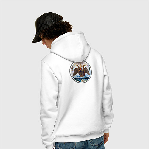 Мужская толстовка-худи Если ангел твой за твоим плечом арт в круге / Белый – фото 4