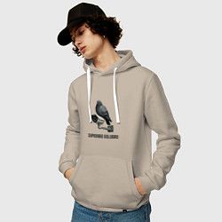Толстовка-худи хлопковая мужская Shpioniro Golubiro, цвет: миндальный — фото 2
