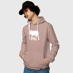Толстовка-худи хлопковая мужская Городская Свинья, цвет: пыльно-розовый — фото 2