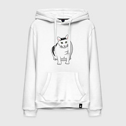 Толстовка-худи хлопковая мужская Бендер - мемный кот, цвет: белый