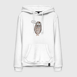 Толстовка-худи хлопковая мужская Нет стресса - сова пофигист, цвет: белый
