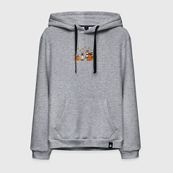 Мужская толстовка-худи Лиса с тыквами и фонарём