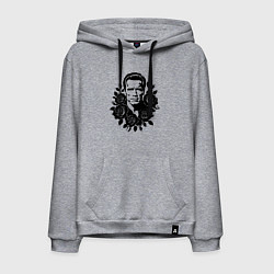 Толстовка-худи хлопковая мужская Арнольд Шварценеггер в цветах, цвет: меланж