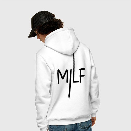 Мужская толстовка-худи Milf - мемная фраза из сериала / Белый – фото 4