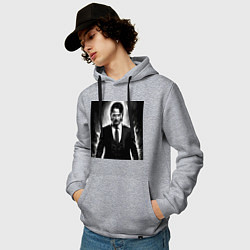 Толстовка-худи хлопковая мужская Киану, цвет: меланж — фото 2