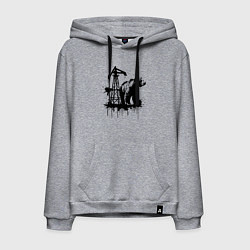 Толстовка-худи хлопковая мужская Медведь и нефть, цвет: меланж