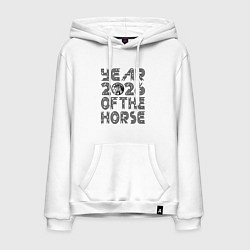 Мужская толстовка-худи Символ года 2026 красная огненная лошадь