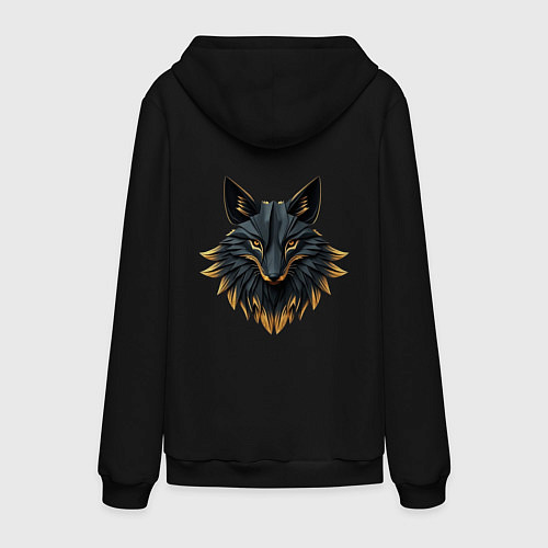 Мужская толстовка-худи Чёрный лис с золотым отливом: взгляд сквозь грани / Черный – фото 2