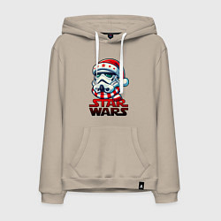 Толстовка-худи хлопковая мужская Stormtrooper new year, цвет: миндальный