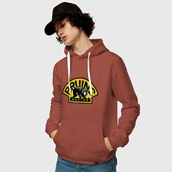 Толстовка-худи хлопковая мужская HC Boston Bruins Label, цвет: кирпичный — фото 2