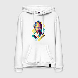 Толстовка-худи хлопковая мужская Steve Jobs Art, цвет: белый