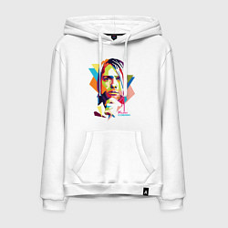 Толстовка-худи хлопковая мужская Kurt Cobain: Colors, цвет: белый