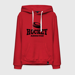 Толстовка-худи хлопковая мужская Hockey addicted, цвет: красный