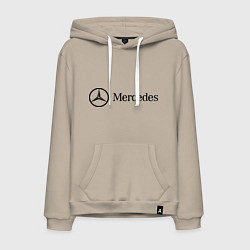 Толстовка-худи хлопковая мужская Mercedes Logo, цвет: миндальный