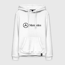 Толстовка-худи хлопковая мужская Mercedes Logo, цвет: белый