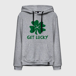 Толстовка-худи хлопковая мужская Get lucky, цвет: меланж