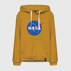 Толстовка-худи хлопковая мужская NASA: Logo, цвет: горчичный