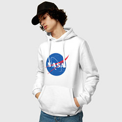 Толстовка-худи хлопковая мужская NASA: Logo, цвет: белый — фото 2