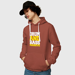 Толстовка-худи хлопковая мужская DRUM AND BASS MASSIVE, цвет: кирпичный — фото 2