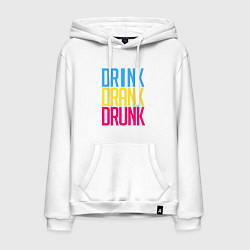 Толстовка-худи хлопковая мужская Drink Drank Drunk, цвет: белый