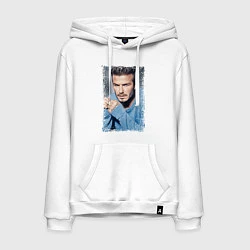 Толстовка-худи хлопковая мужская David Beckham: Portrait, цвет: белый