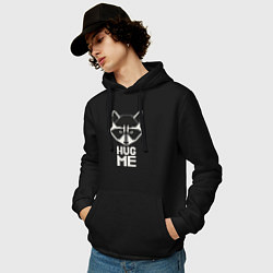 Толстовка-худи хлопковая мужская Raccoon: Hug me, цвет: черный — фото 2