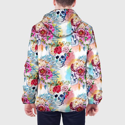 Мужская куртка Цветы и бабочки 5 / 3D-Белый – фото 4