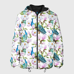 Куртка с капюшоном мужская Цветы и бабочки 6, цвет: 3D-черный