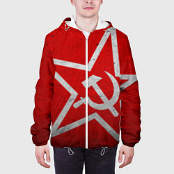 Куртка с капюшоном мужская Флаг СССР: Серп и Молот, цвет: 3D-белый — фото 2