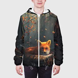 Куртка с капюшоном мужская Лисица в лесу, цвет: 3D-белый — фото 2