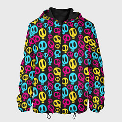 Куртка с капюшоном мужская Цветные черепушки, цвет: 3D-черный