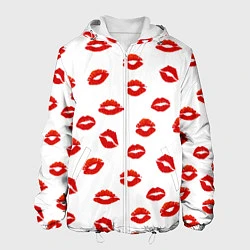 Куртка с капюшоном мужская Поцелуйчики, цвет: 3D-белый