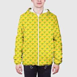 Куртка с капюшоном мужская Текстура лимон-лайм, цвет: 3D-белый — фото 2