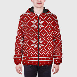 Куртка с капюшоном мужская Зимний орнамент, цвет: 3D-черный — фото 2