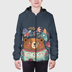 Куртка с капюшоном мужская Осенний медведь, цвет: 3D-черный — фото 2