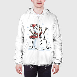 Куртка с капюшоном мужская Снеговик, цвет: 3D-белый — фото 2
