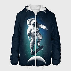 Куртка с капюшоном мужская Космический скейтбординг, цвет: 3D-белый