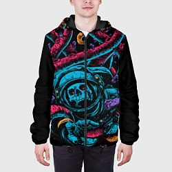 Куртка с капюшоном мужская Космический осьминог, цвет: 3D-черный — фото 2