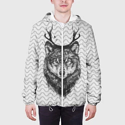 Куртка с капюшоном мужская Рогатый волк, цвет: 3D-белый — фото 2