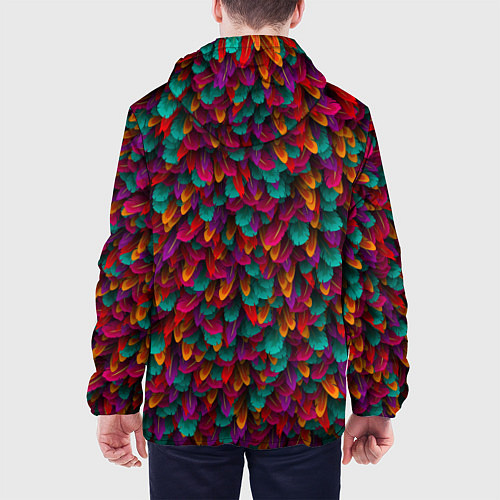 Мужская куртка Разноцветные перья / 3D-Белый – фото 4