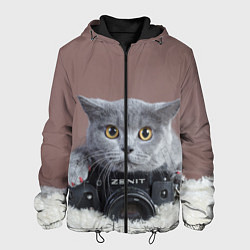 Куртка с капюшоном мужская Котик фотограф, цвет: 3D-черный