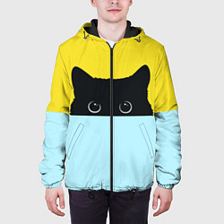 Куртка с капюшоном мужская Черный кот выглядывает, цвет: 3D-черный — фото 2