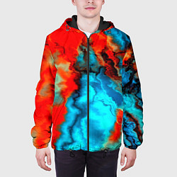 Куртка с капюшоном мужская Неоновые разводы, цвет: 3D-черный — фото 2