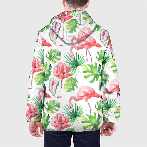 Мужская куртка Фламинго в тропиках / 3D-Белый – фото 4