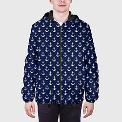 Куртка с капюшоном мужская Морские якоря, цвет: 3D-черный — фото 2